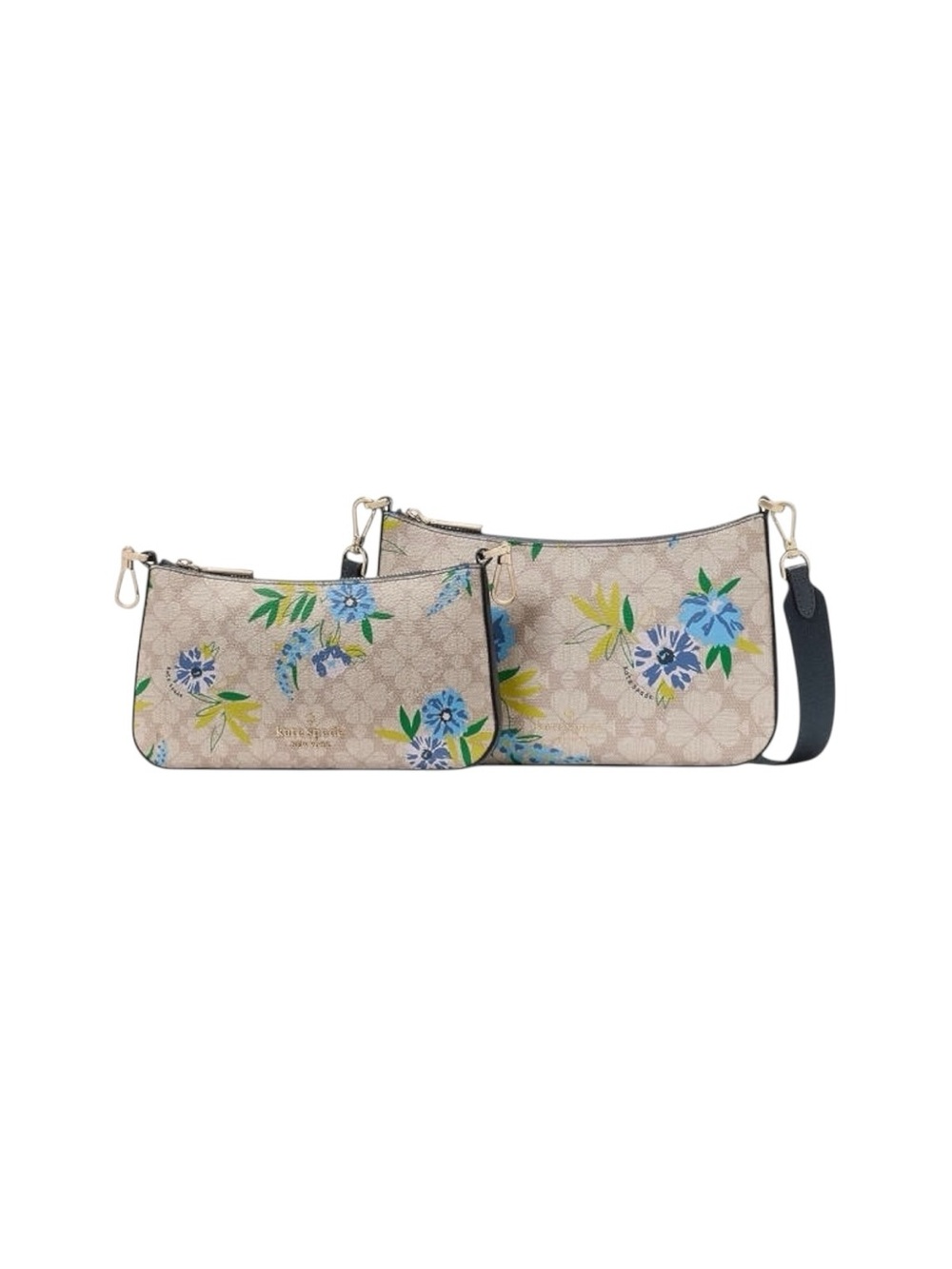 Kate Spade 2-in-1 Cream Blue Floral Convertible Crossbody Bag Set NWT $349 MSRP